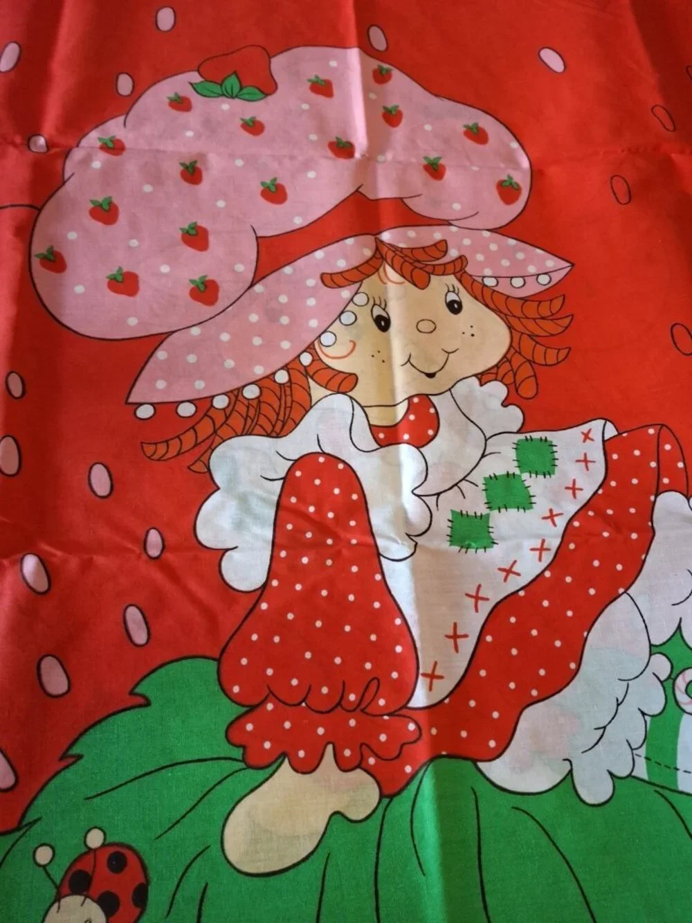 Vintage 1981 Strawberry Shortcake Quilt Fabric Panel Large Springs Mills 5721